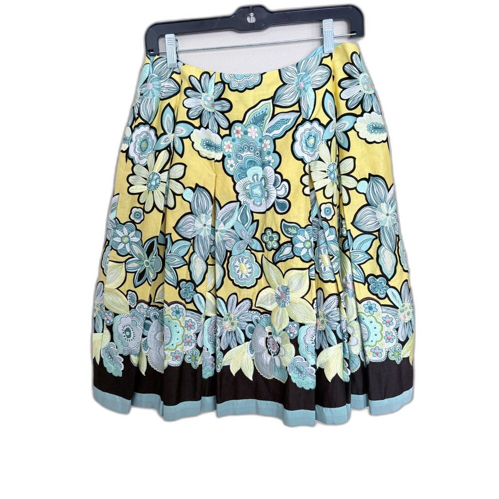 Carlisle Silk Blend Embroidered Floral Pleated‎ Midi Skirt Size 4